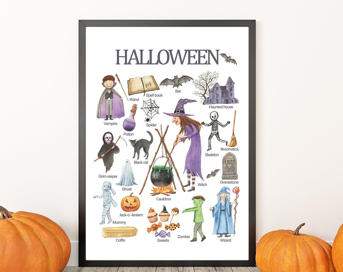 Halloween Learning Poster Kids Homeschool Decor