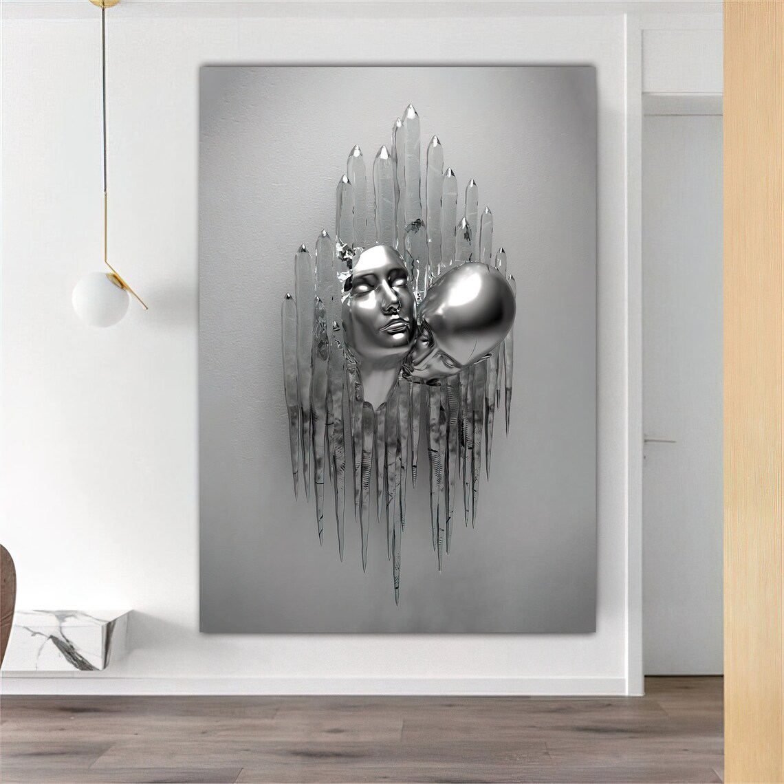 Kissing Heads 3D Sculpture Effect, Valentine's Art Print