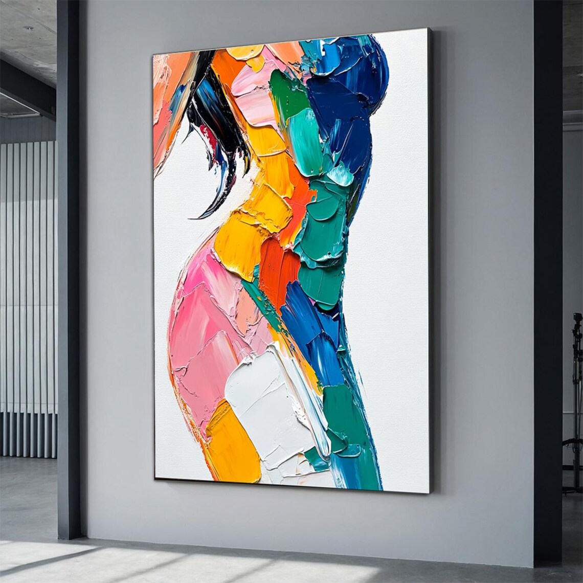 Abstract Female Body Palette Knife Colorful Impasto Art Print Poster