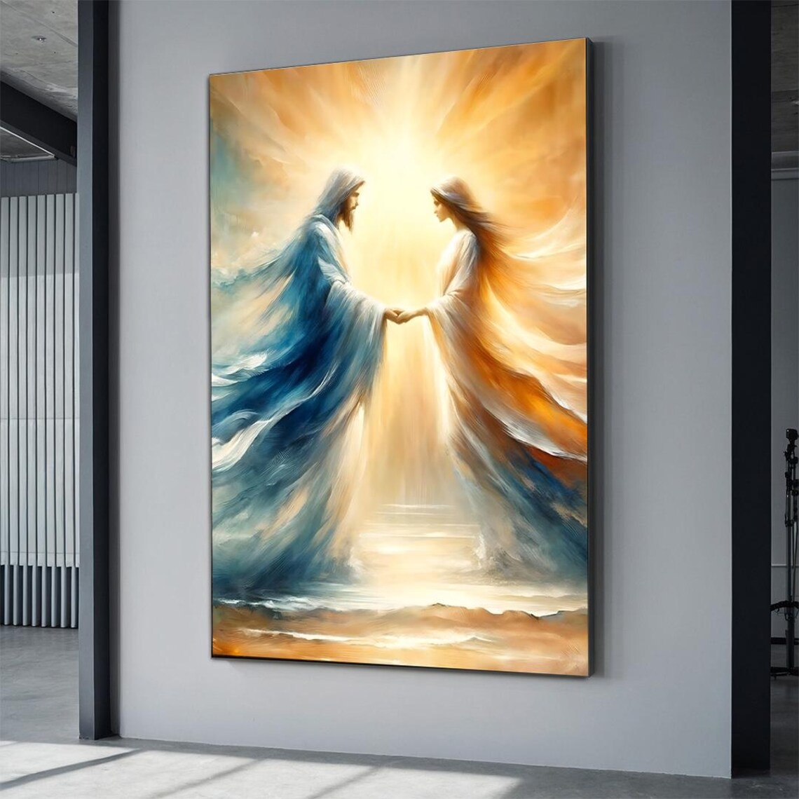 Jesus And Mary Abstract Divine Couple Golden Light Spiritual Art Poster