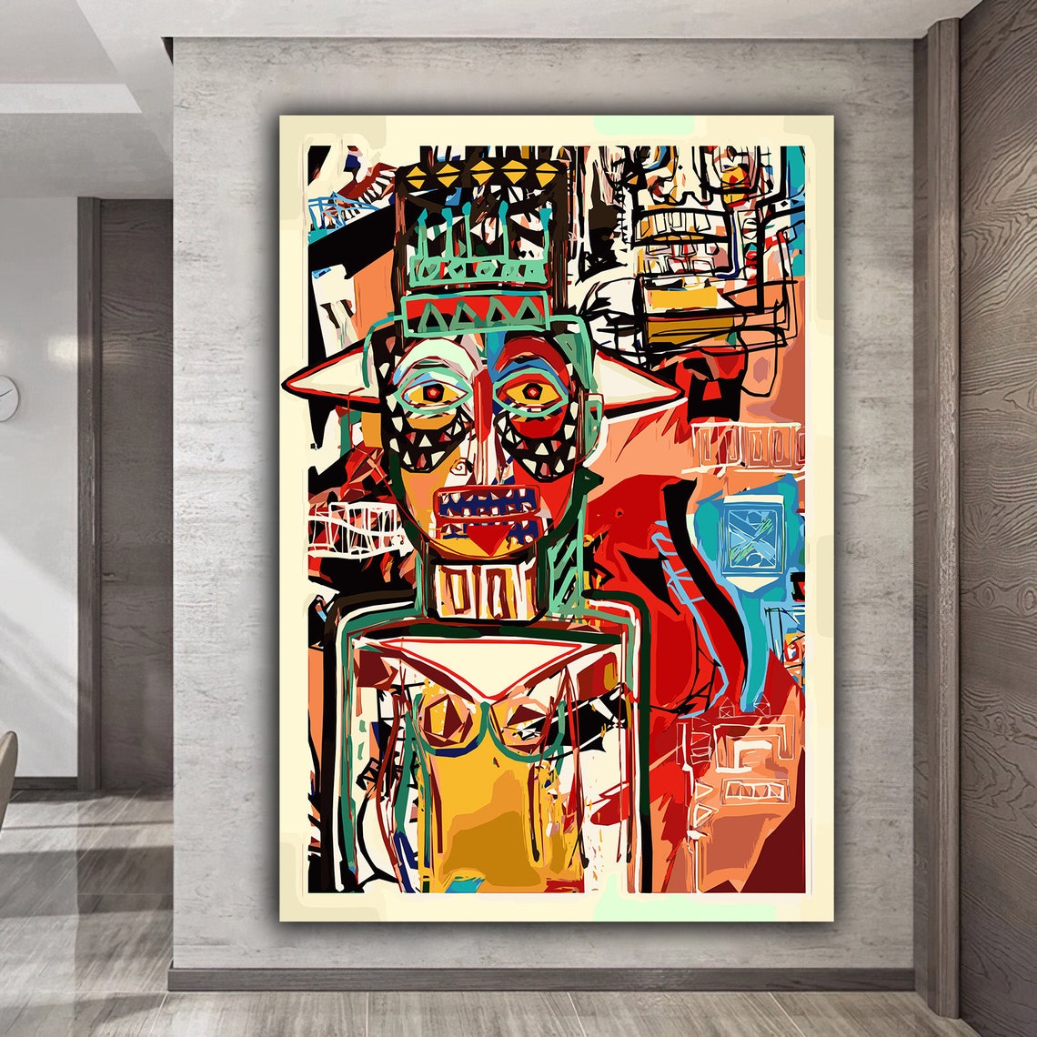 Basquiat Style Graffiti Figure Neo Expressionist Street Art Poster