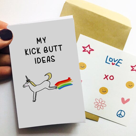 My Kick Butt Ideas Rainbow Unicorn Motivational Mini Journal Zine Print