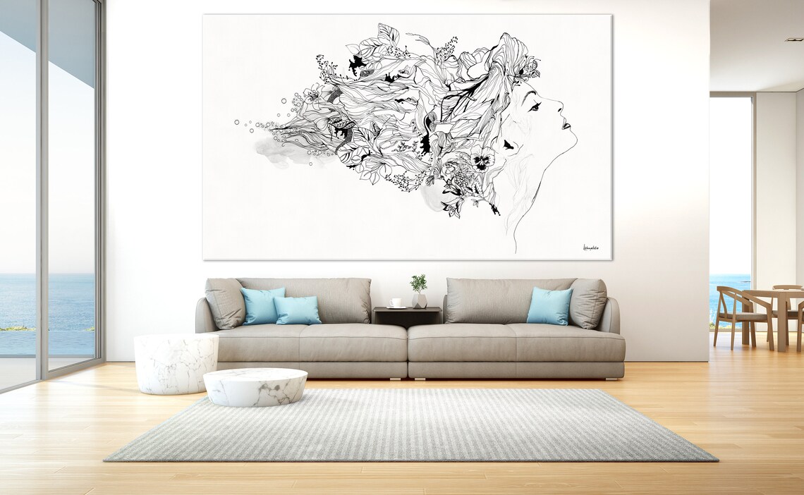 Medusa Abstract Painting, Black and White Art Print - Image 2