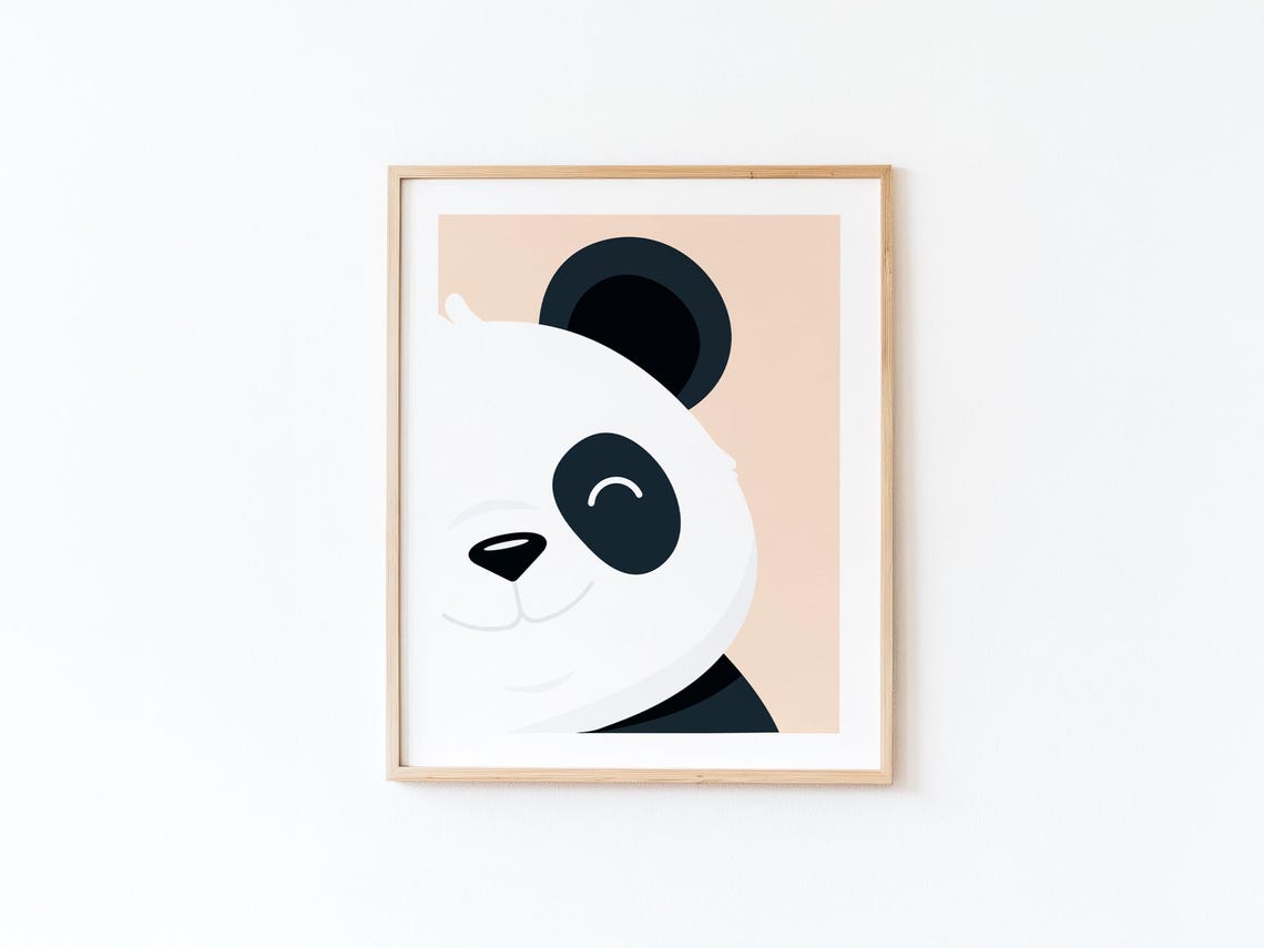 Panda Illustration Animal Wall Decoration Minimalist Tender Imagination