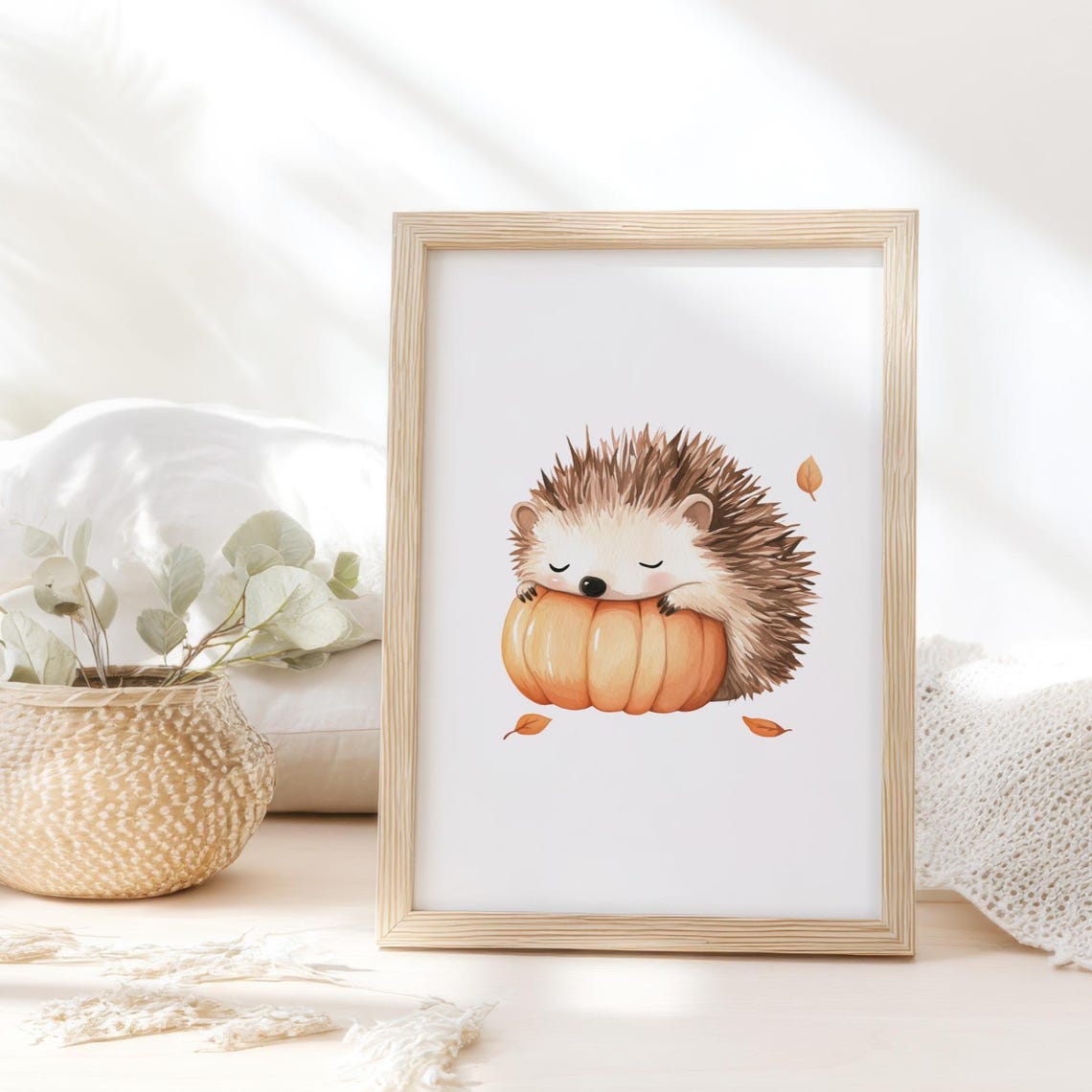 Autumn Hedgehog Childrens Bedroom Decoration By Tendre Imaginaire Wall Illustration For Children