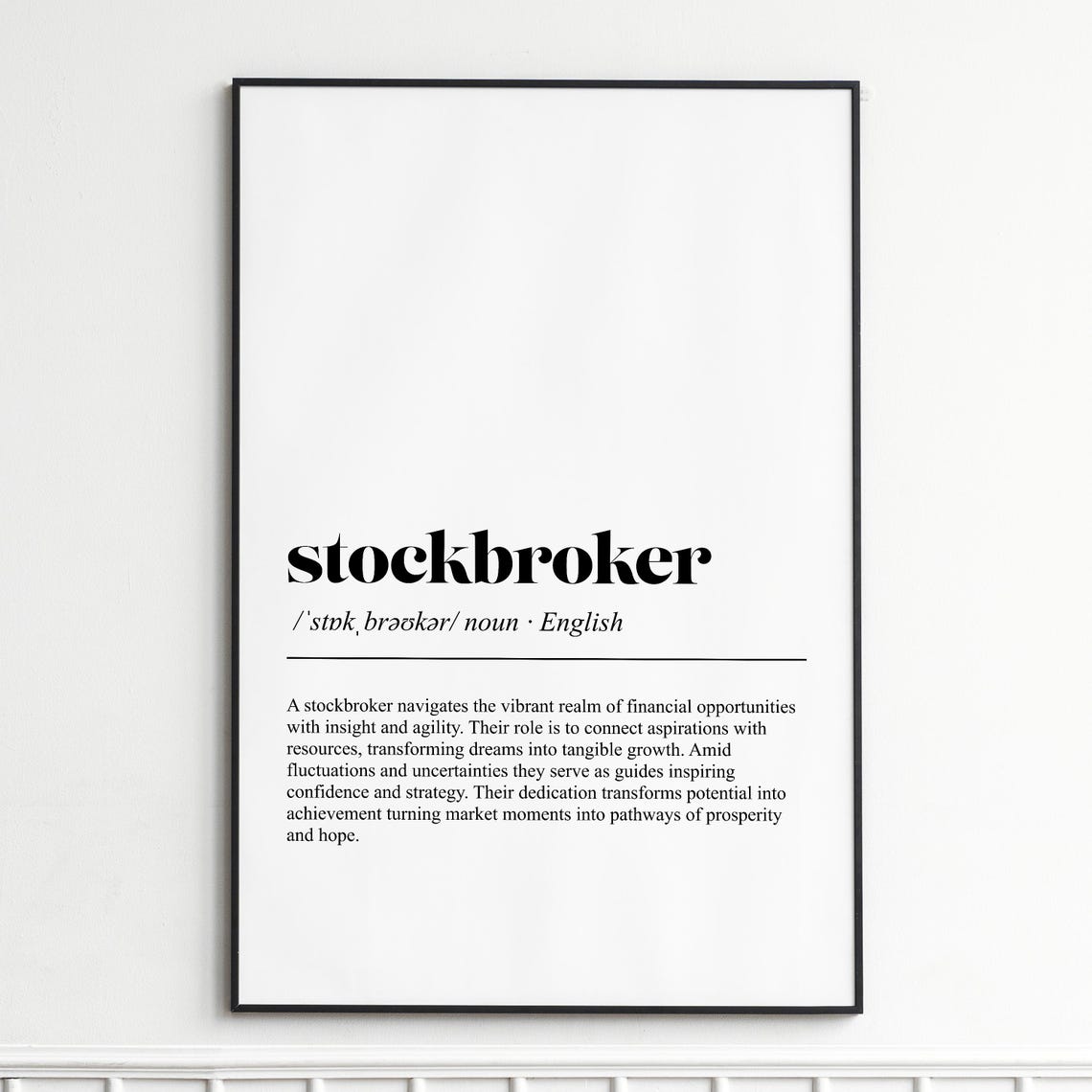 Stockbroker Definition Dictionary Style Typography Wall Decor Poster