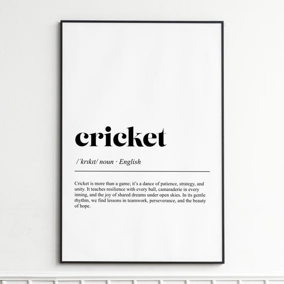 Cricket Definition Print Elegant Dictionary Wall Art Modern Typography Poster Home Decor