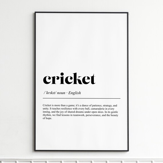 Cricket Dictionary Definition Typography Team Sport Fan Wall Poster