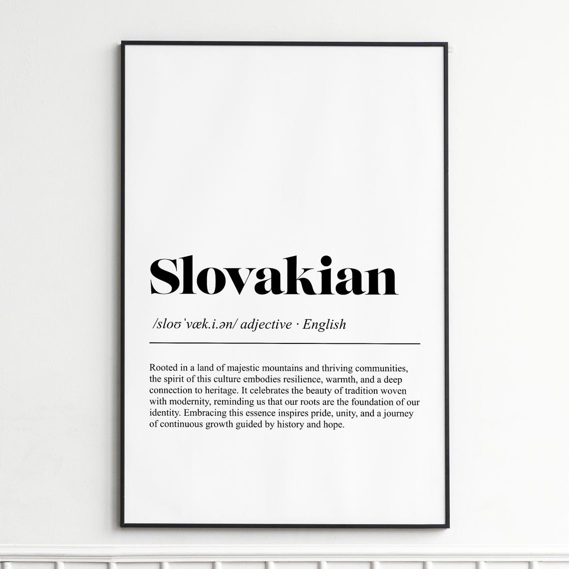 Slovakian Definition Print Elegant Typography Wall Art Modern Home Decor Poster Inspirational Dictionary Gift