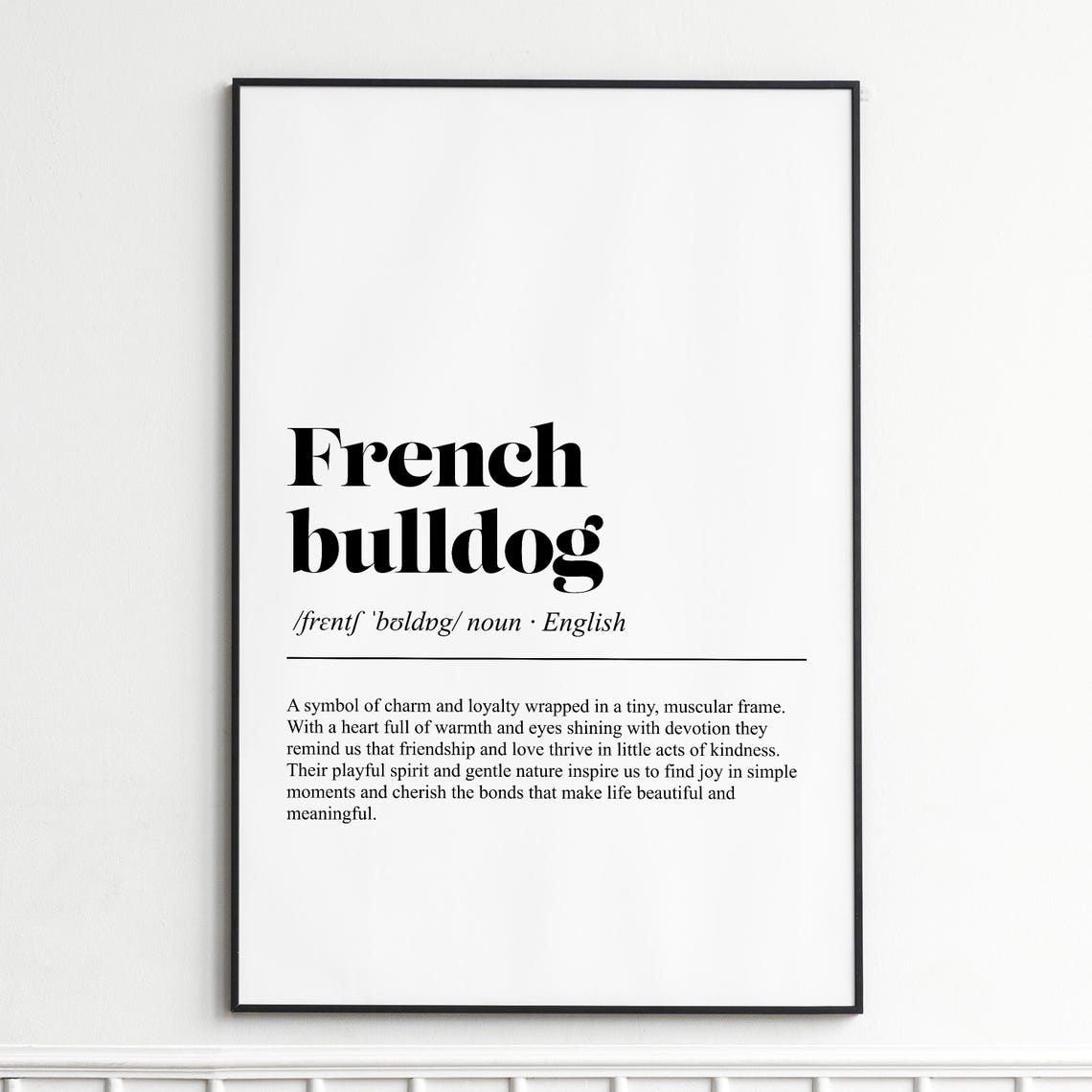 French Bulldog Definition Poster Dictionary Style Dog Breed Wall Decor