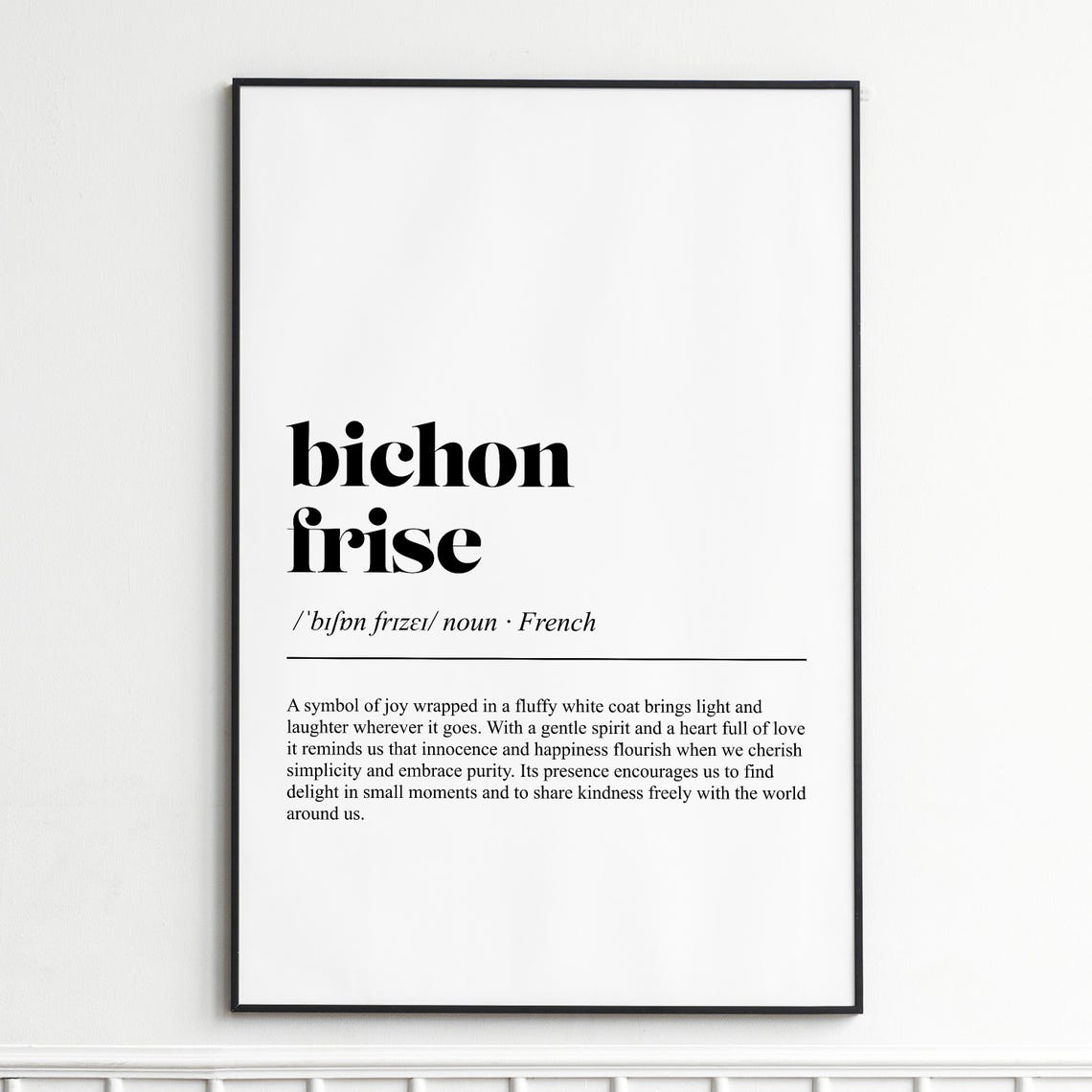 Bichon Frise Definition Poster Dictionary Dog Breed Wall Decor