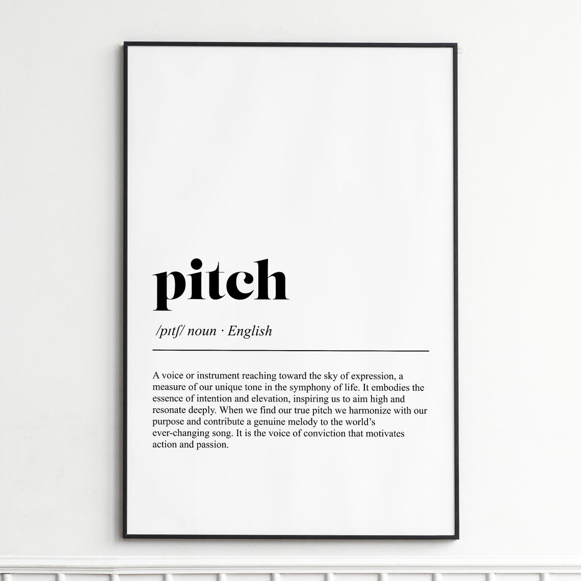 Pitch Definition Inspirational Voice Typography Dictionary Poster