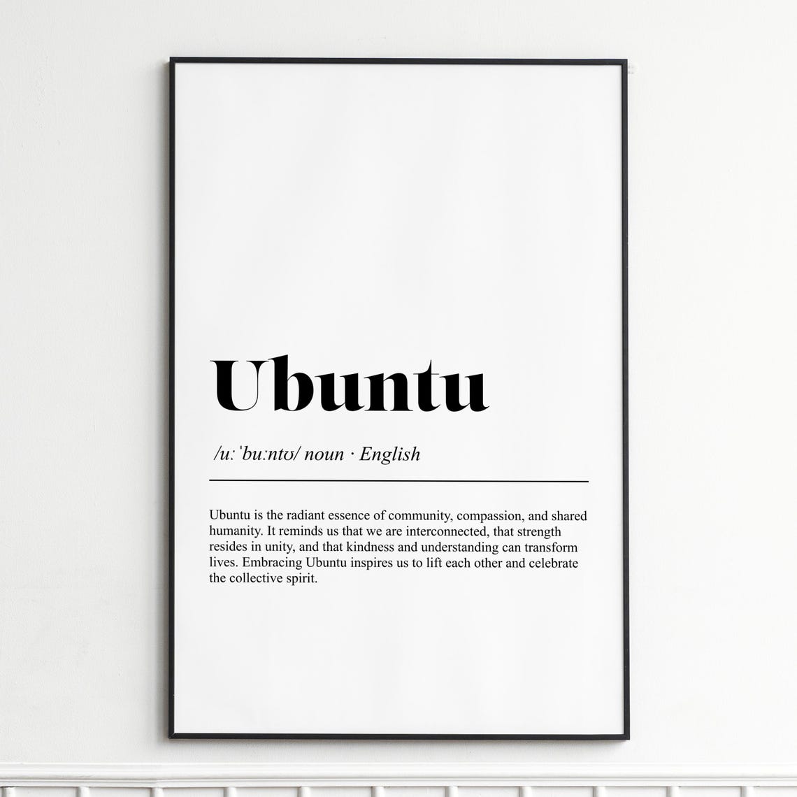Ubuntu Definition Print Modern Typography Quote Wall Art Minimalist Dictionary Poster Inspirational Home Decor