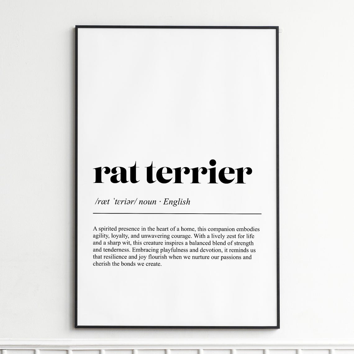 Rat Terrier Definition Poster Dictionary Dog Breed Wall Decor