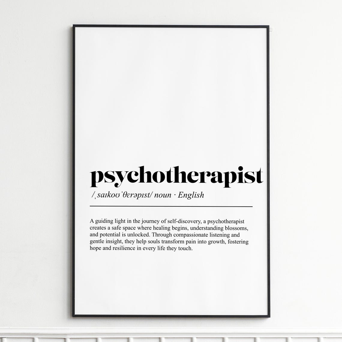Psychotherapist Definition Print Inspirational Dictionary Wall Art Elegant Typography Poster Home Decor