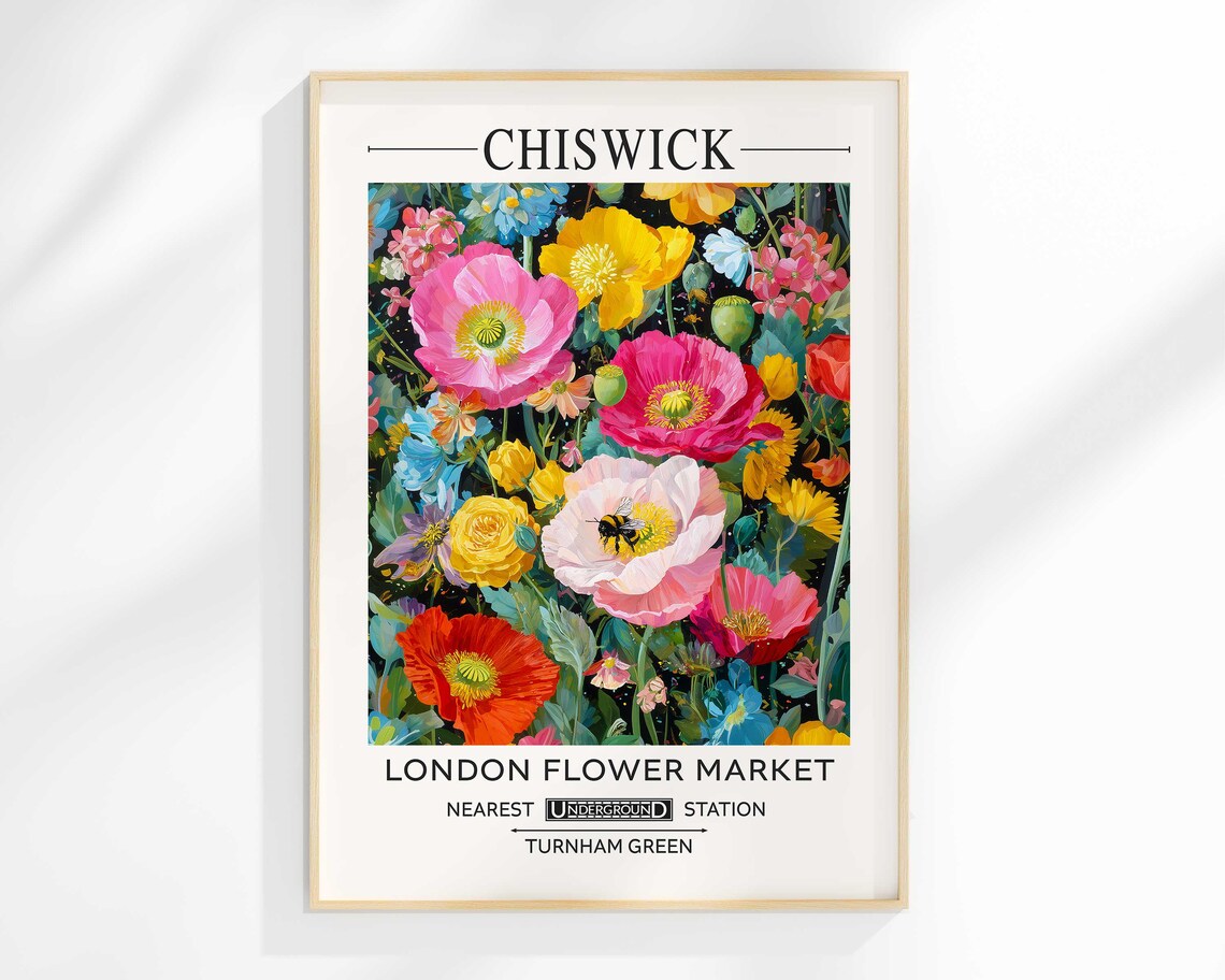Chiswick London Flower Market Vintage Poppy Botanical Exhibition Poster
