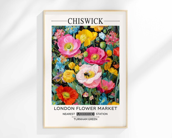 Chiswick London Flower Market Vintage Poppy Botanical Exhibition Poster