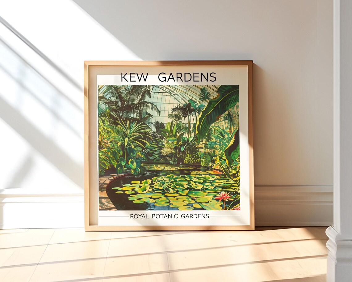 Kew Gardens Royal Botanic Gardens Waterlily Pond Travel Poster