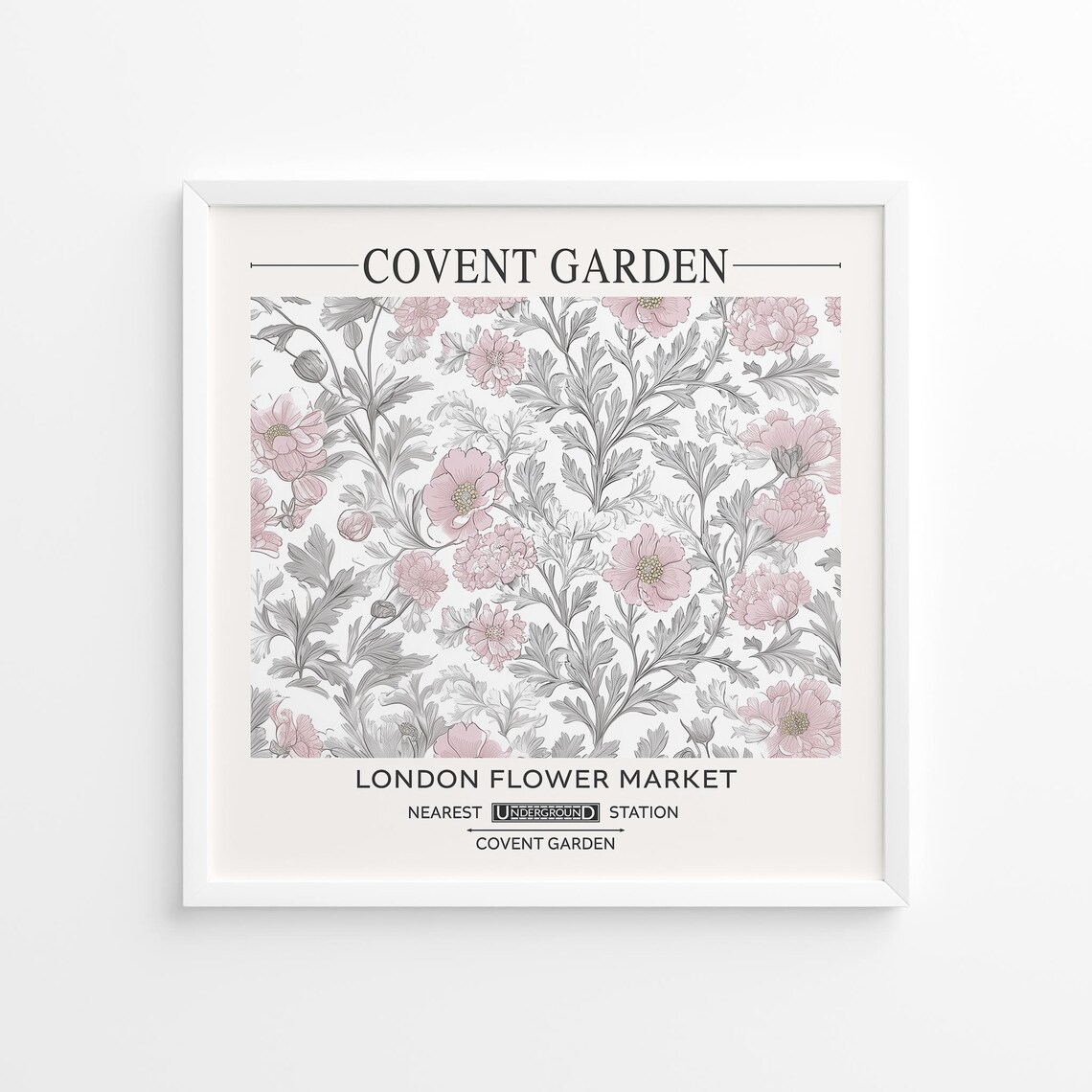 Covent Garden London Flower Market Pink Poppy Botanical Art Poster
