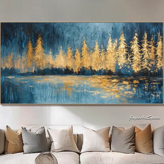 Large Abstract Wall Art Gold Forest Abstract Painting Modern 3d Texturedwall Art Landscape Painting Living Room Wall Art Minimalist Wall Art