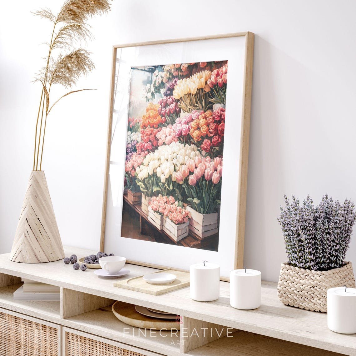 Flower Market Stall Overflowing With Colorful Tulips Wall Art - Image 3