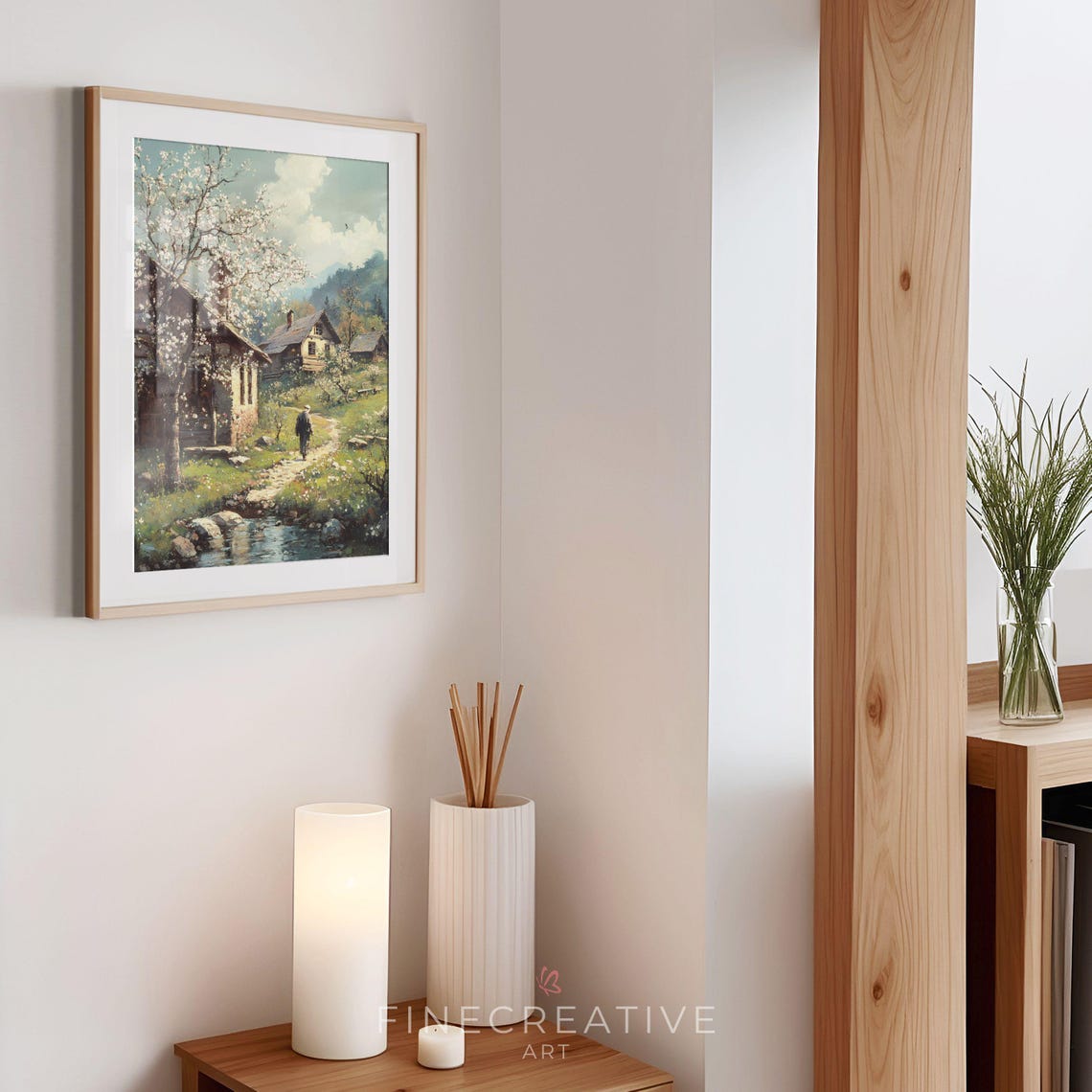 Vintage Farmhouse Print Spring Painting Wall Art Vintage Country Art Cottage Landscape Print G50 - Image 3