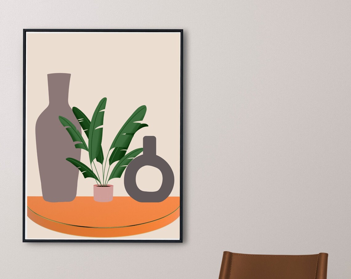 Boho Vase Botanical Art Print, Bohemian Decor