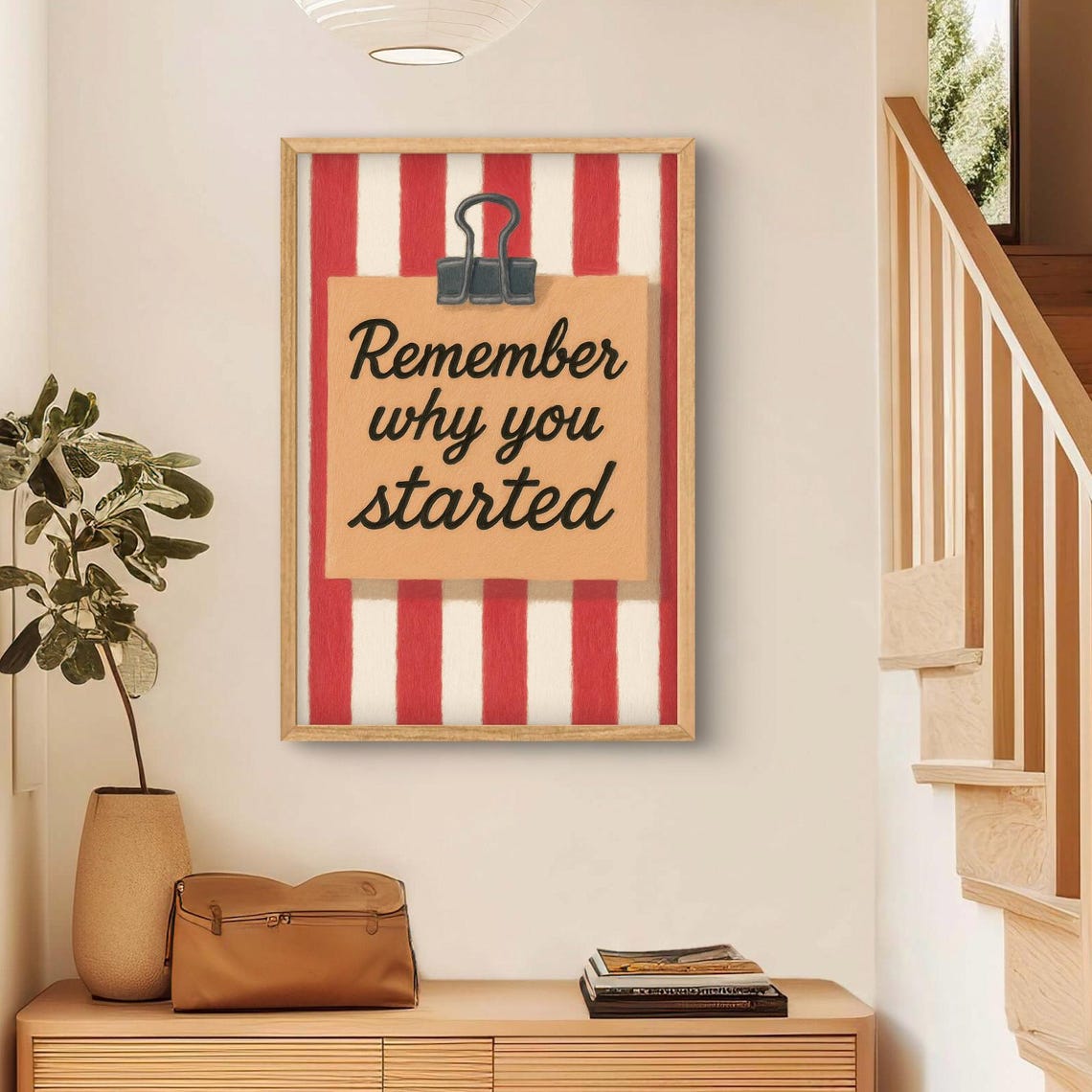 Remember Why You Started Print Motivational Wall Art Retro Quote Poster Uplifting Home Decor