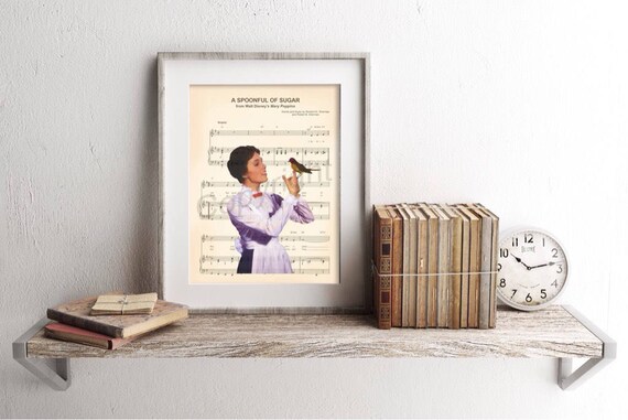 A Spoonful of Sugar Sheet Music Art From Mary Poppins Movie Poster