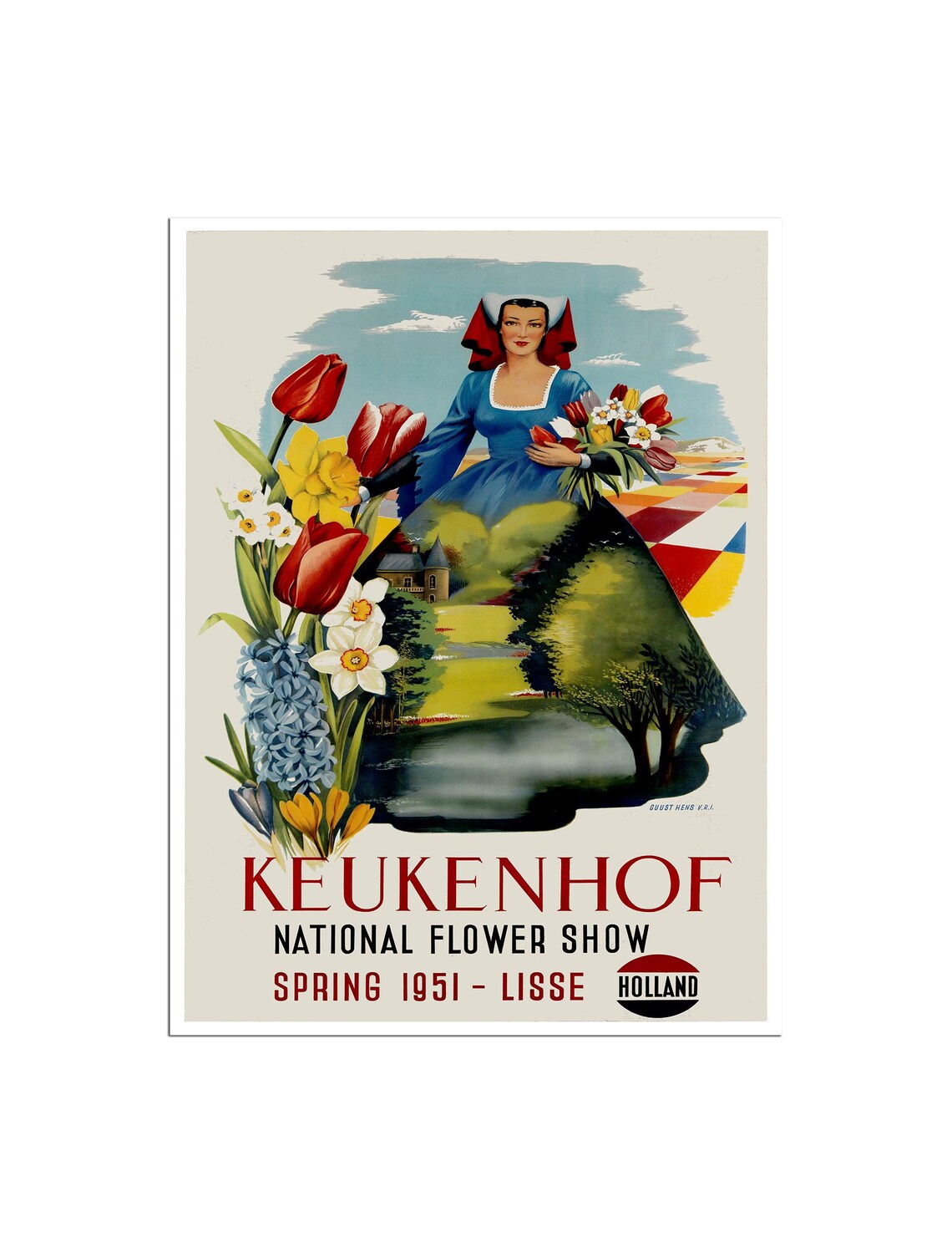 Keukenhof National Flower Show Spring 1951 Lisse Holland Poster