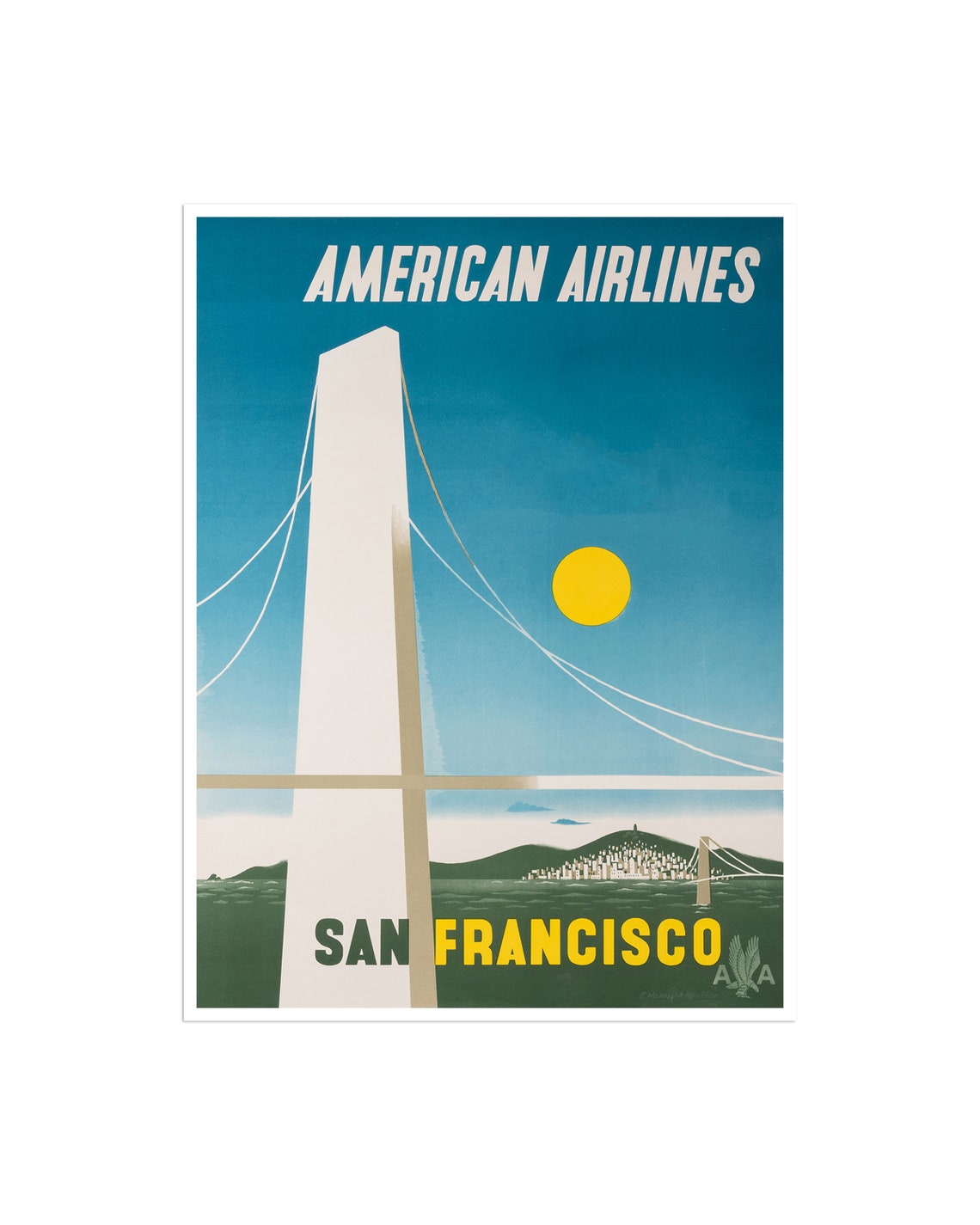 San Francisco American Airlines Golden Gate Bridge Poster Art