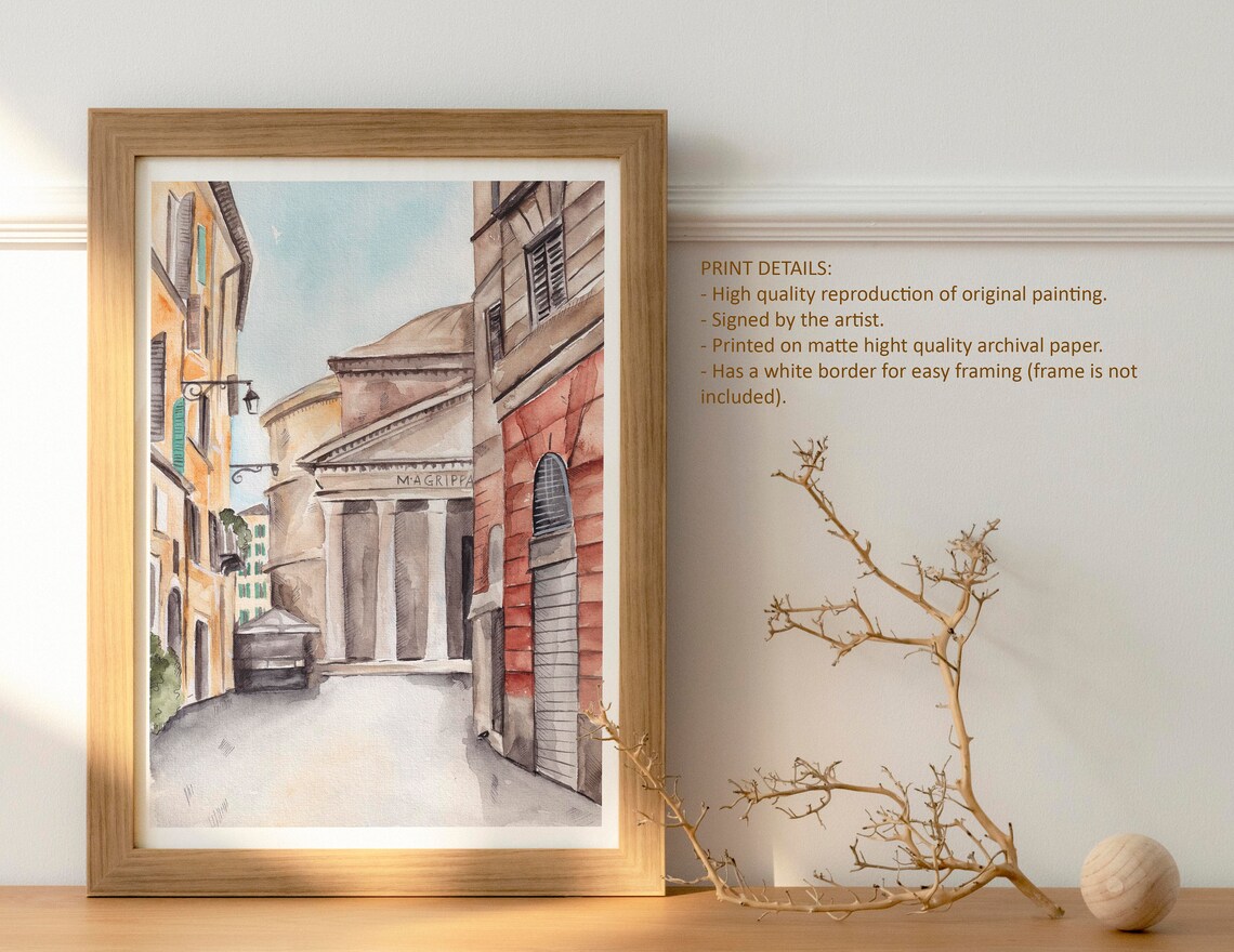 Rome Pantheon Travel Poster, Architecture Print - Image 4
