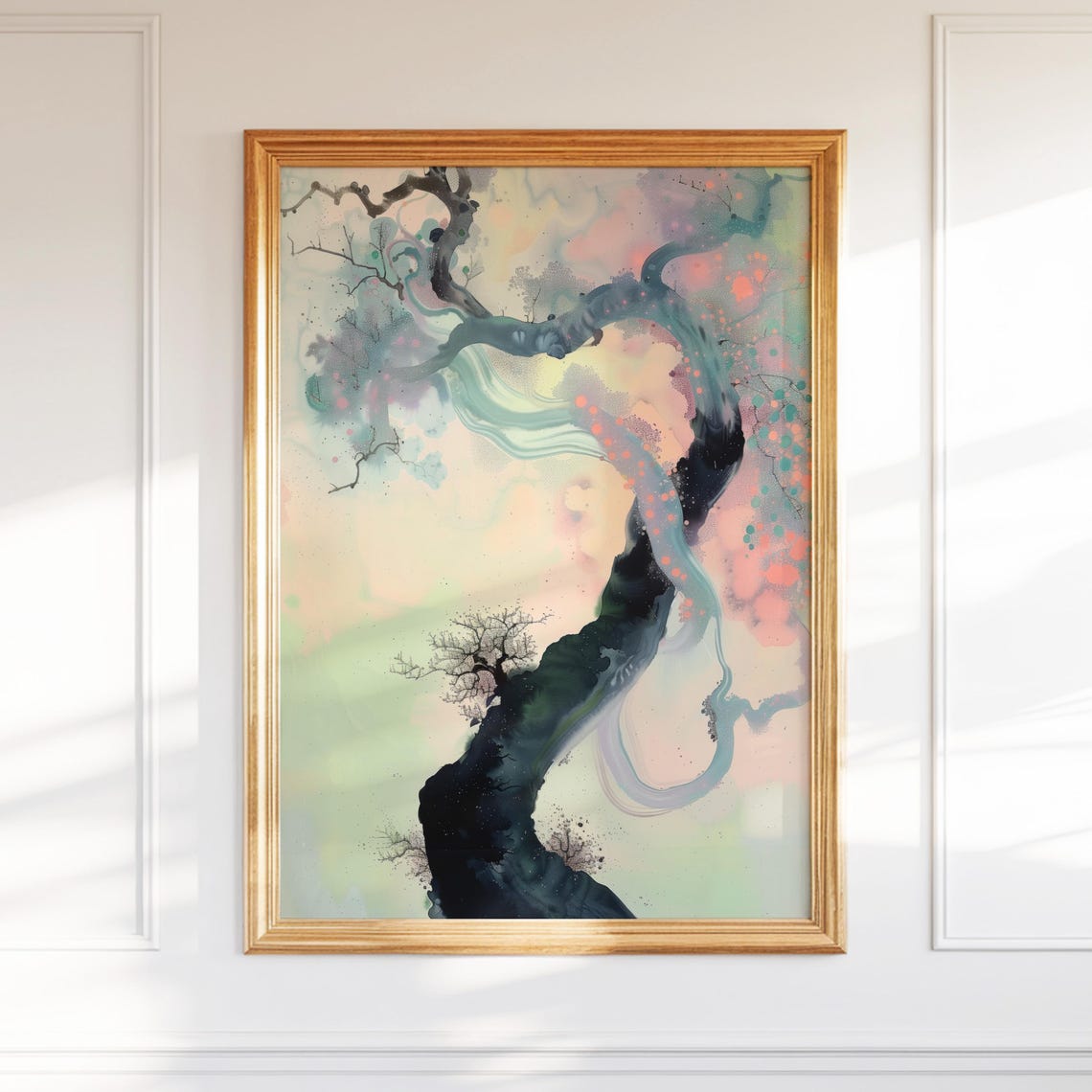 Bonsai Tree Wall Art Watercolor Ink Painting Zen Print Calming Decor Gift For Her Therapy Office