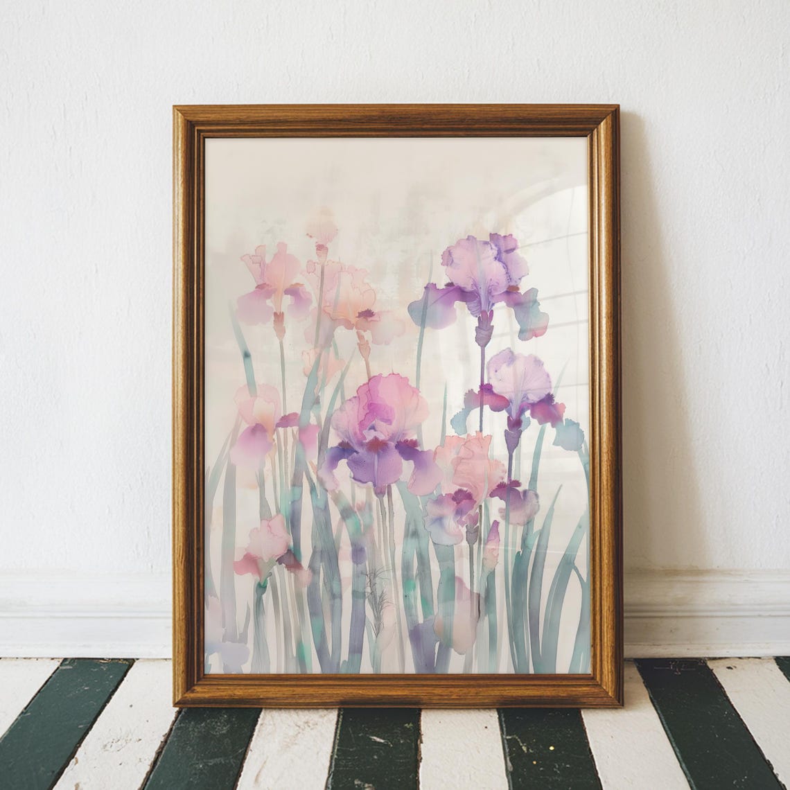 Watercolor Iris Flower Wall Art Botanical Print Floral Poster Gift For Her Kitchen Decor Retirement