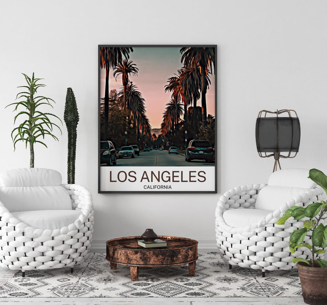 Los Angeles Los Angeles Print Los Angeles Wall Art Los Angeles Poster Los Angeles Painting Los Angeles Los Angeles Gift Travel Poster - Image 3