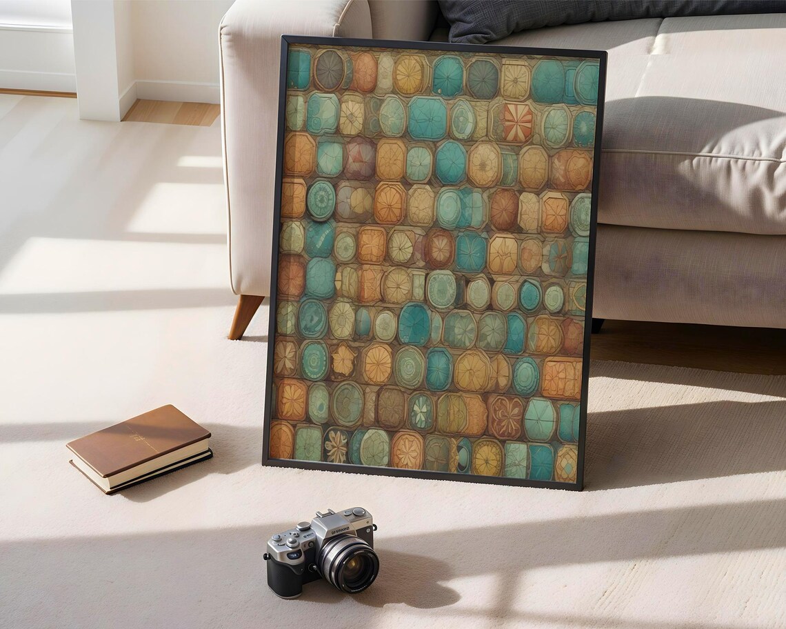 Retro Tile Mosaic, Vintage Seamless Background - Image 2