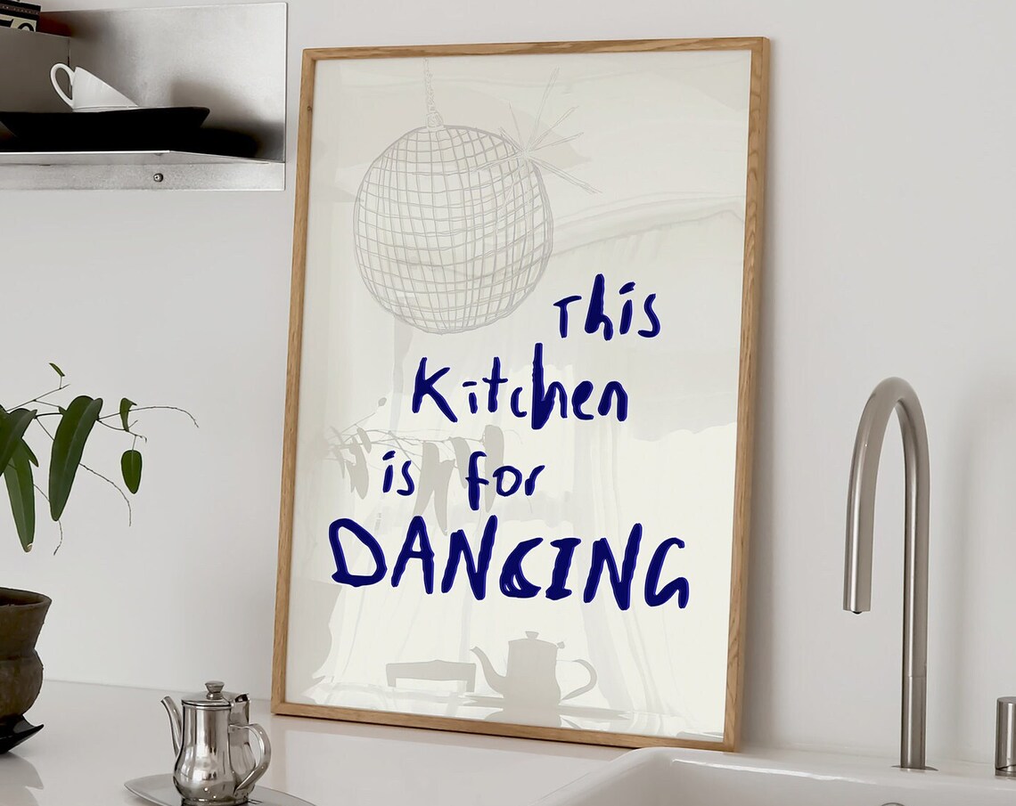 This Kitchen Is For Dancing Retro Disco Ball Print