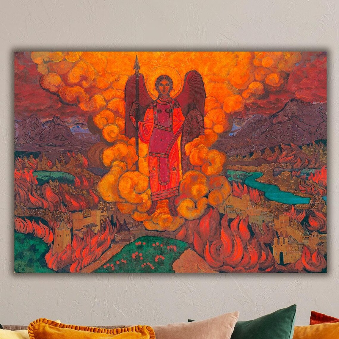 Nicholas Roerich The Last Angel Fiery Apocalyptic Angel Painting Poster