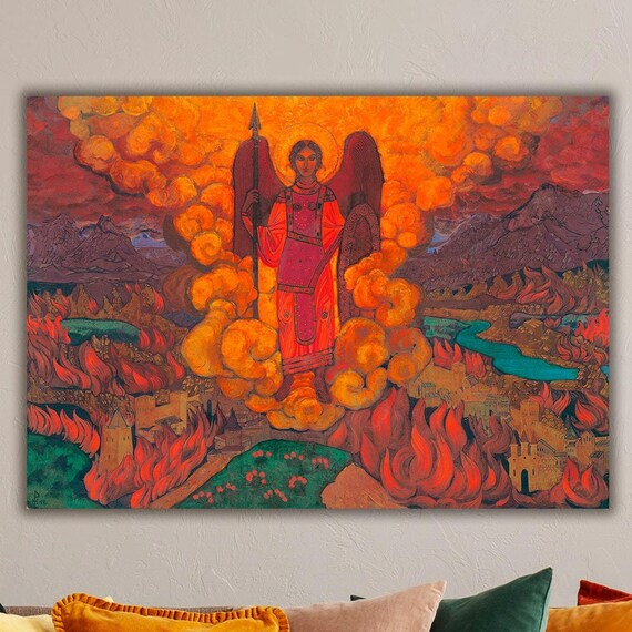Nicholas Roerich The Last Angel Fiery Apocalyptic Angel Painting Poster