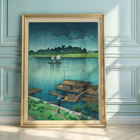 Hasui Kawase Rainy Season Print Japandi Arakawa River Art