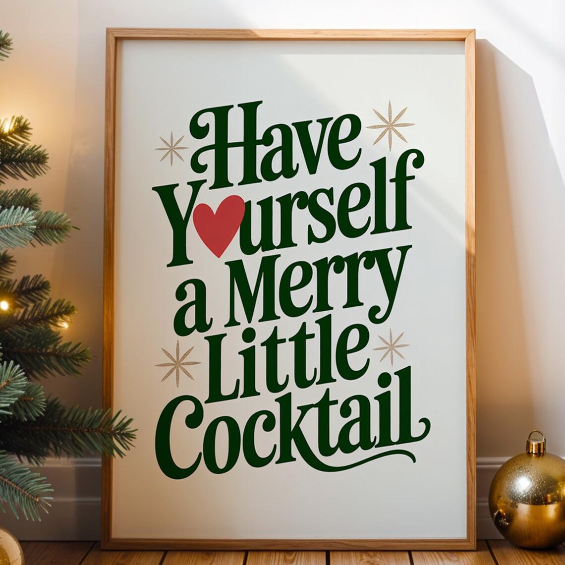 Christmas Cocktail Retro Holiday Art Print