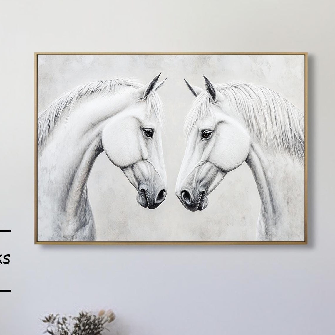 Original White Horse Oil Painting On Horse Wall Art Animal Wall Painting Horse Acrylic Painting Custom Painting Office Decor