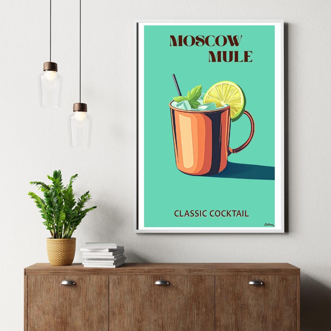 Classic Moscow Mule in Copper Mug with Lime Cocktail Bar Poster - Image 2