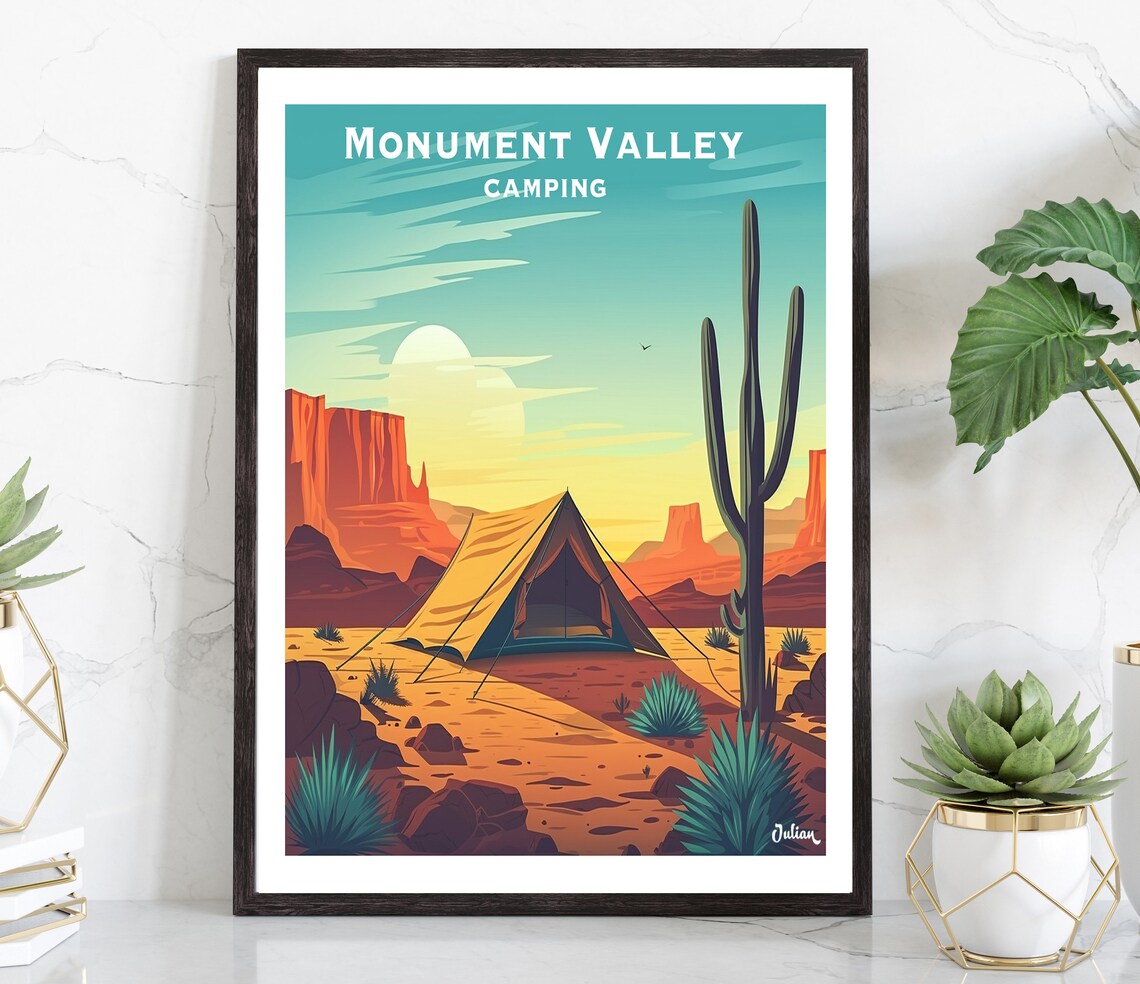 Monument Valley Camping Tent Desert Sunset Arizona Travel Poster