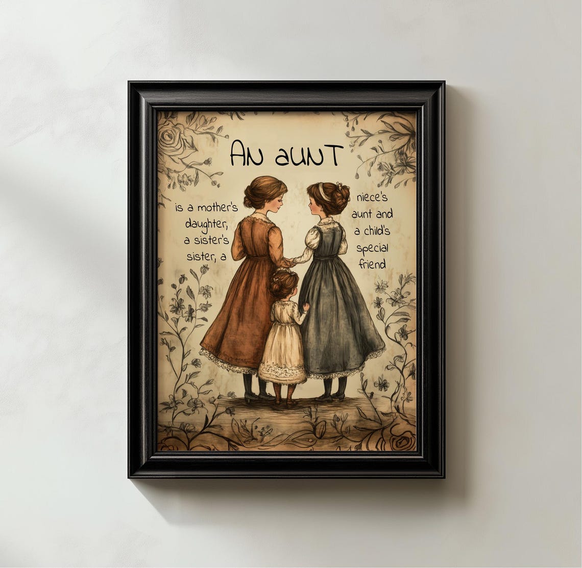 Vintage Aunt Niece Quote Mothers Daughter Sisters Friend Poster