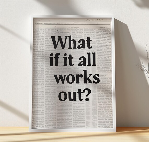 Inspirational Quote Wall Art Vintage Dictionary Print Modern Motivational Decor What If It All Works Out