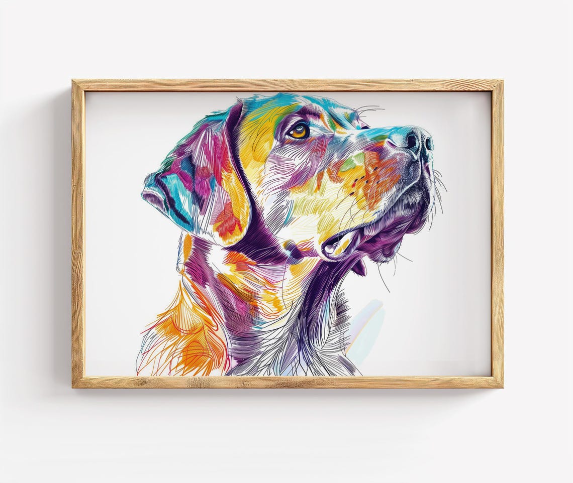 Colorful Labrador Retriever Portrait Vibrant Dog Lover Art Poster