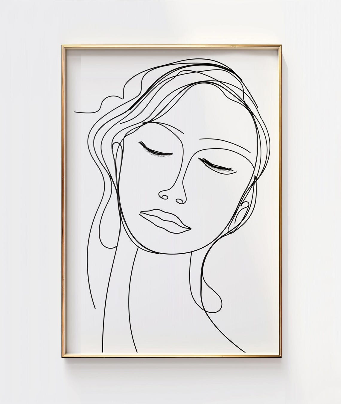 Female Face Line Art Abstract Woman Portrait Drawing Beauty Poster