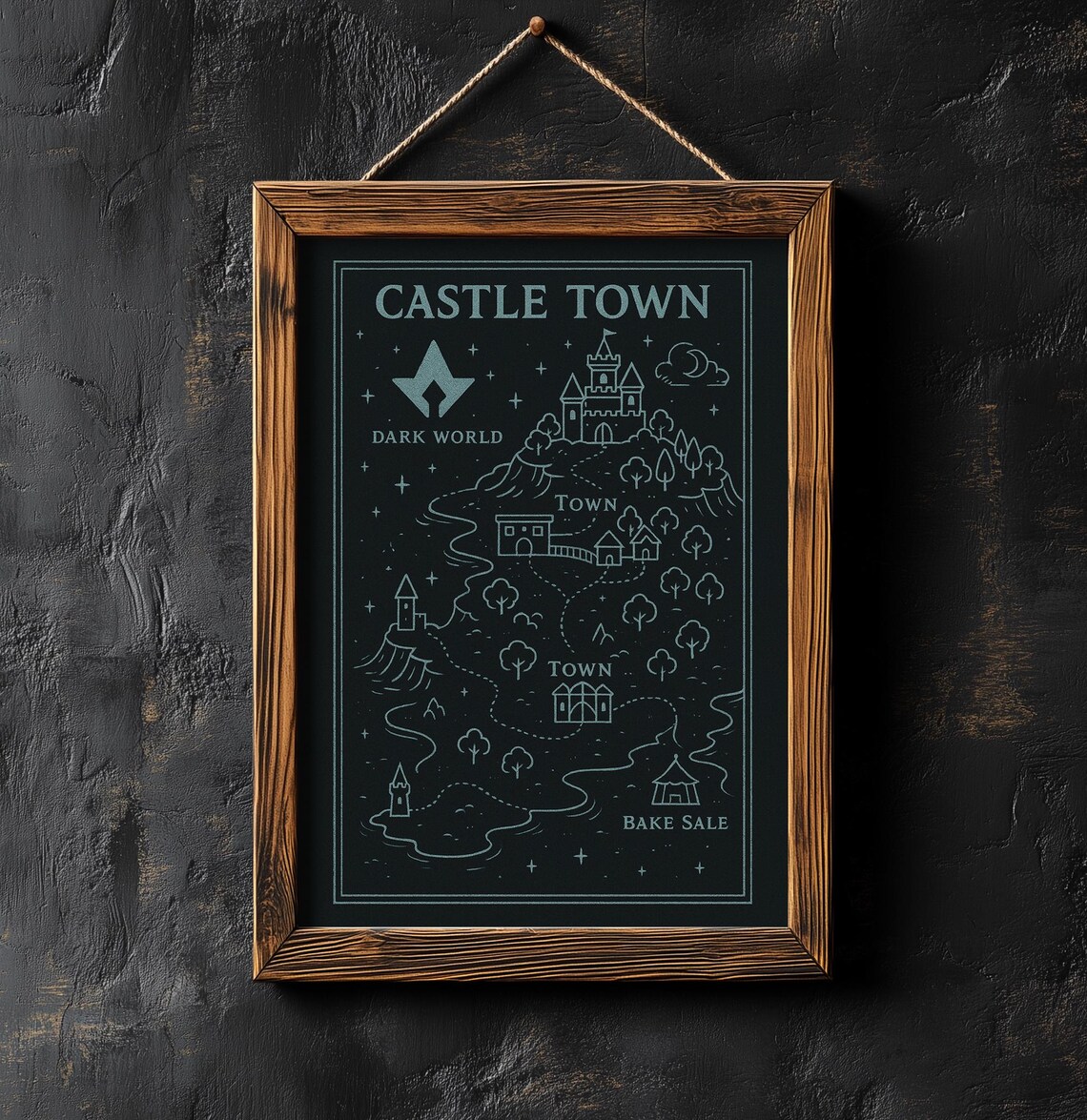 Castle Town Map Print Minimalist Gaming Wall Art