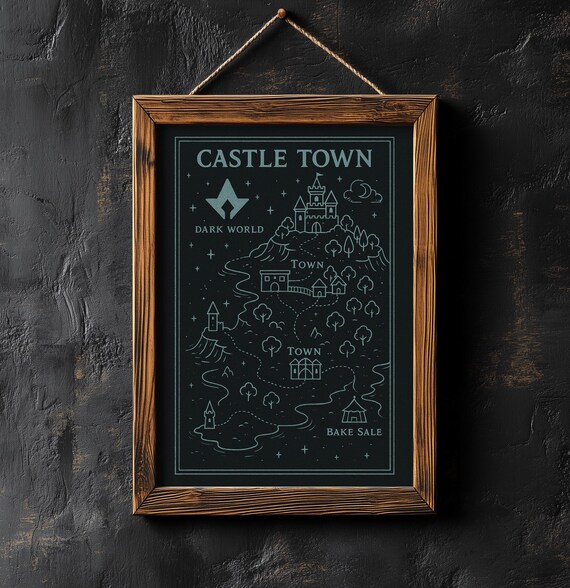 Castle Town Map Print Minimalist Gaming Wall Art